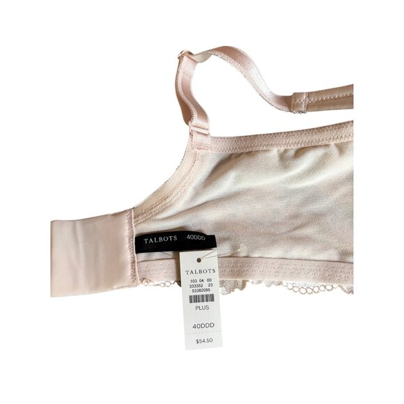 Talbots Lace Bra Size 40DDD Plus‎ Nude Lace NWT 3 Hooks Loops - Picture 6 of 9